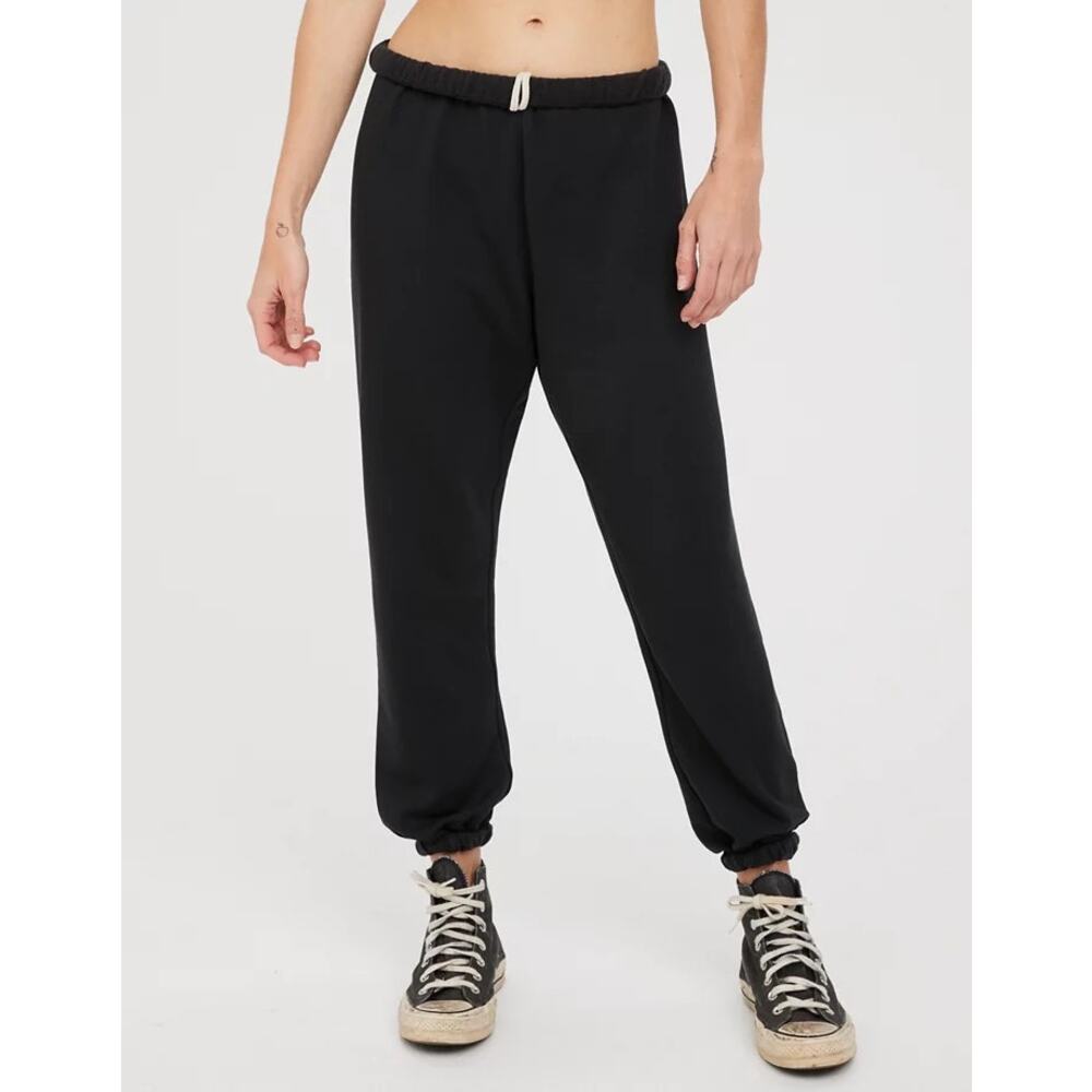 AE OFFLINE By Aerie True Black OTT Fleece Jogger NWOT Size Small